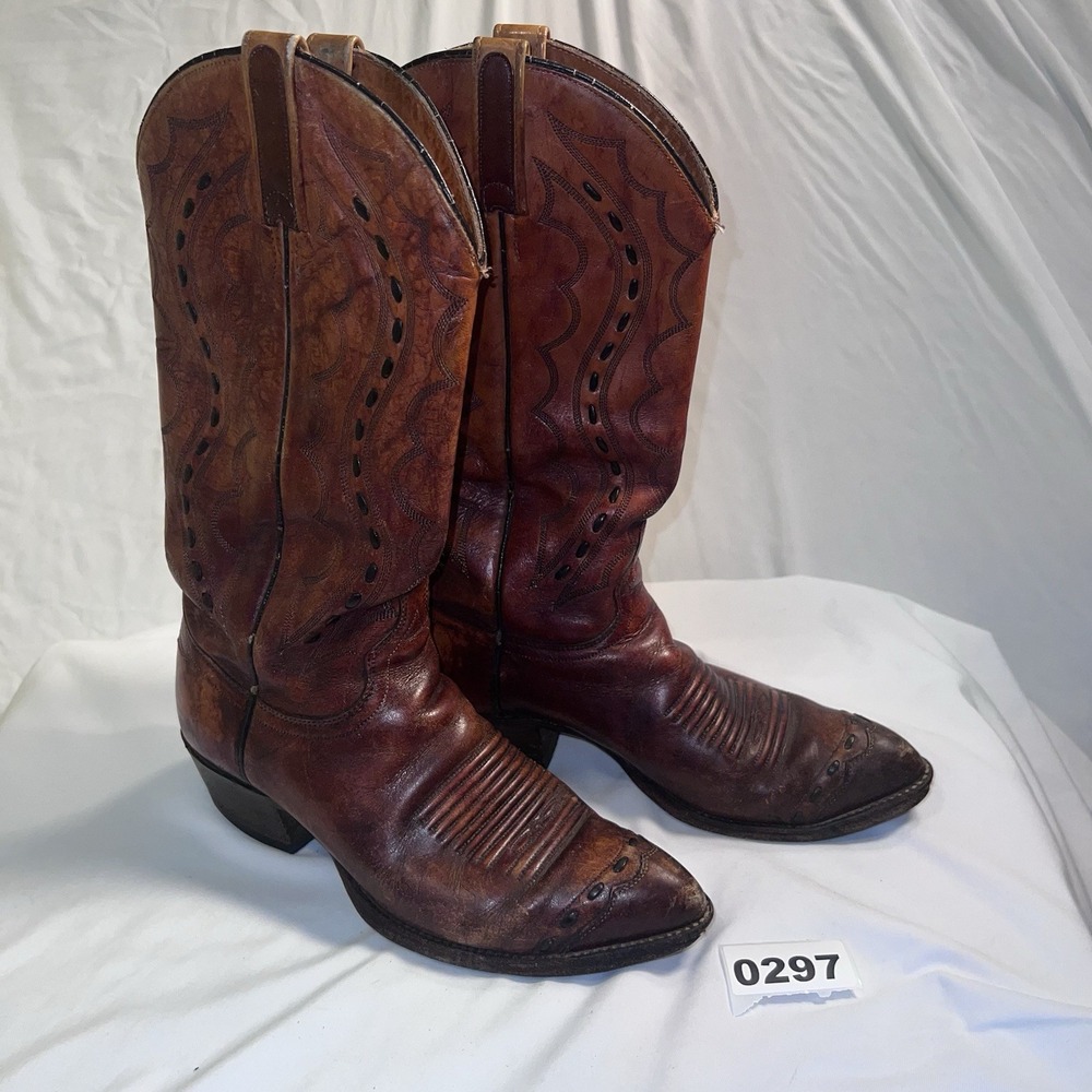 J. Chisholm Men's Vintage Leather Cowboy Boots Size 7.5D USA Made